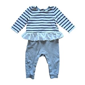 babyGAP Black and White Stripes with Peplum Romper - Size 12-18M